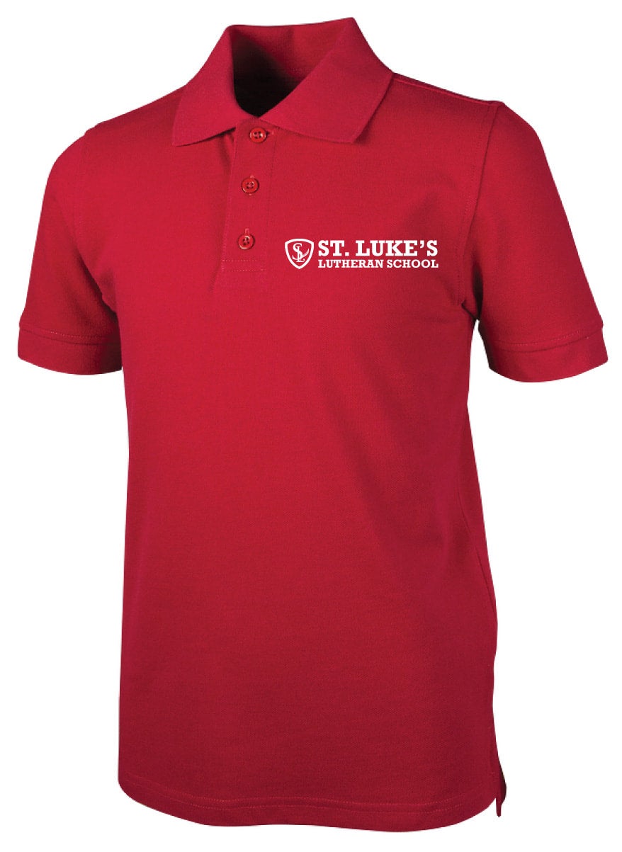 Red cotton polo shirt sales